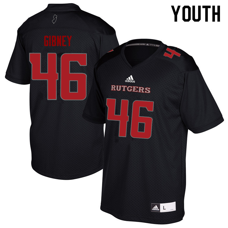 Youth #46 Matt Gibney Rutgers Scarlet Knights College Football Jerseys Sale-Black